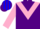 Silk - Purple, pink chevron, pink sleeves, pink cap, blue stripes