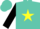 Silk - Turquoise, yellow star, black sleeves, turquoise cap