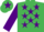 Silk - Emerald green, purple stars, sleeves and star on cap