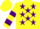 Silk - Yellow, purple stars, purple bars on sleeves, yellow cap