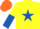 Silk - Yellow, royal blue star, halved sleeves, orange cap
