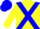 Silk - Yellow body, blue cross belts, yellow arms, blue hooped, blue cap