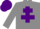 Silk - Grey, purple cross of lorraine, purple cap