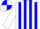 Silk - White body, blue striped, white arms, white cap, blue quartered