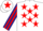 Silk - White, red stars, dark blue and red striped sleeves, white cap, red star