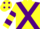 Silk - Yellow, purple cross belts, hooped sleeves and spots on cap