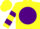 Silk - Yellow, yellow m on purple ball, purple bars on sleeves, yellow cap