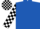 Silk - Royal blue, white horseshoe, black and white checked sleeves and cap