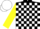 Silk - Black and white check, yellow sleeves, black and white checked cap