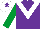 Silk - Purple, white chevron, emerald green sleeves, white cap, purple star