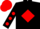 Silk - Black, black 'p' on red diamond, red dots on sleeves, red cap