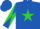 Silk - Royal blue, lime green star, royal blue and lime green diagonal quarters on sleeves