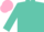 Silk - Turquoise, pink 'w', pink band on sleeves, pink cap