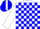 Silk - White, blue blocks, yellow and blue halved cap, white stripe