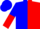 Silk - Blue and red diagonal halves, red 'ht'