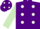 Silk - Purple, white spots, light green sleeves, purple cap, white spots