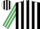 Silk - Black and white stripes, emerald green and white striped sleeves, black and white striped cap