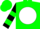Silk - Green, black 'c' on white ball, green bars on sleeves, green cap