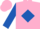 Silk - Pink, white diamond with royal blue ' ff ' in diamond, royal blue sleeves, pink cap