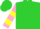 Silk - Lime green, black circled 'n', pink and yellow bars on sleeves, lime green cap