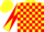 Silk - Yellow, red blocks,  red diabolo on  sleeves, yellow cap