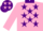Silk - pink, purple stars and collar, pink sleeves, purple cuffs, purple cap, pink stars