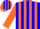 Silk - Blue, orange stripes, orange sleeves