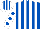 Silk - Royal blue and white stripes, white sleeves, royal blue spots, striped cap
