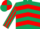 Silk - Dark green, red chevrons, striped sleeves, quartered cap
