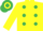 Silk - Yellow, emerald green spots, emerald green and yellow hooped cap