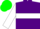 Silk - Teal, purple and white hoop with 'a', purple and white hoop on sleeves, green cap