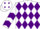 Silk - White, purple diamonds, white sleeves, purple chevrons, diamonds on cap
