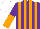 Silk - Purple, orange striped, purple, orange halved sleeves, white cap