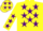 Silk - Yellow body, purple stars, yellow arms, purple stars, yellow cap, purple stars