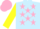 Silk - Light blue, pink stars on yellow sleeves, pink cap