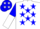 Silk - White, blue stars, blue and white halved sleeves