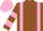 Silk - Brown, pink braces, brown, pink hooped sleeves, pink cap