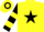 Silk - Yellow, black star, black, yellow hooped sleeves, yellow, black hooped cap