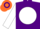 Silk - Purple, white ball, barn emblem, white sleeves, two orange hoops, purple cap, orange hoop