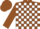 Silk - Brown and white blocks, brown sleeves, two white hoops, brown cap