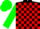 Silk - Black, red checked, green sleeves, green cap