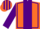 Silk - Orange, purple panel, purple seams on sleeves, striped cap