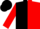 Silk - Black and red halves,  white 'd', black and red sleeves