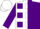 Silk - White crest, light & dark purple vertical halves, multicoloured squares on slvs