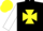 Silk - Black, yellow maltese cross, white sleeves, yellow cap