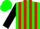 Silk - Green and red stripes, black sleeves, green cap