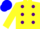 Silk - Dayglo yellow, purple spots, blue cap