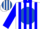 Silk - White, royal blue ball, white 'ml', blue collar, blue stripes on slvs