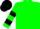 Silk - Green, black square frame, black bars on sleeves, black cap