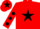 Silk - red, black star, black spots on sleeves, red cap, black star